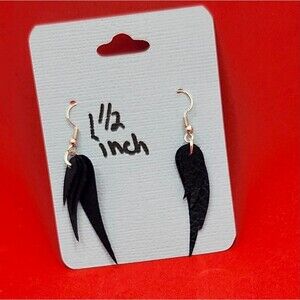 Hand Crafted Dangle Earring Navy Blue Faux Leather